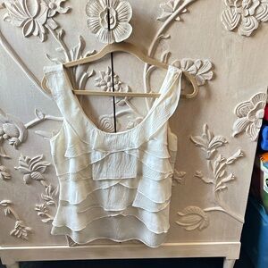 White House Black Market Cream Ruffled Sleeveless Camisole